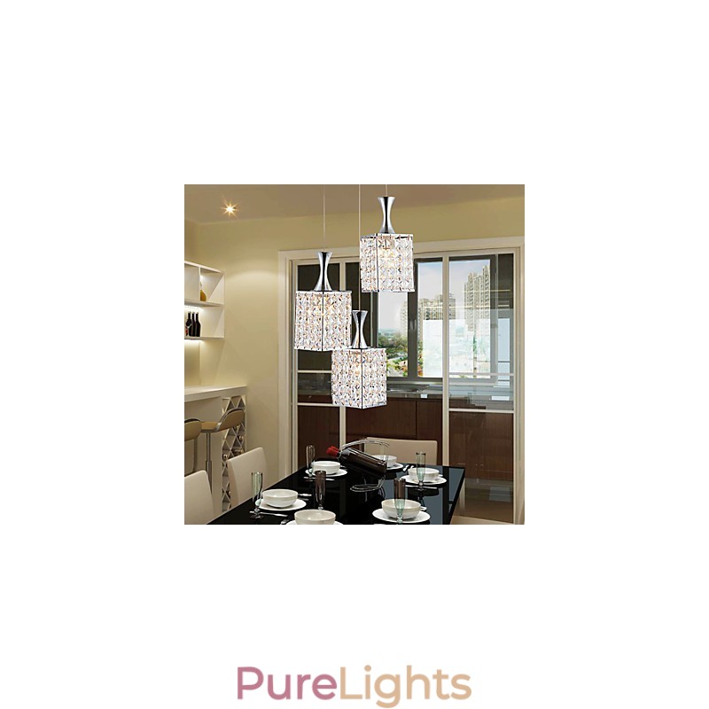 3 Lights Metal Frame K9 Crystal Chandelier Droplight Send Bulb