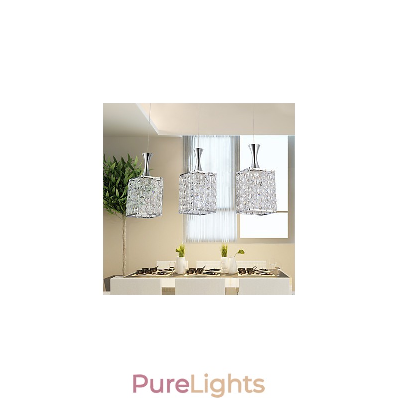 3 Lights Metal Frame K9 Crystal Chandelier Droplight Send Bulb