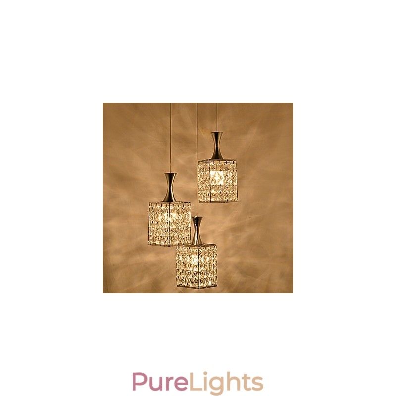 3 Lights Metal Frame K9 Crystal Chandelier Droplight Send Bulb