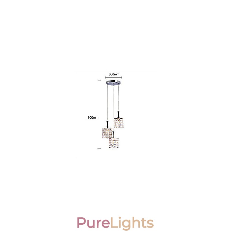 3 Lights Metal Frame K9 Crystal Chandelier Droplight Send Bulb