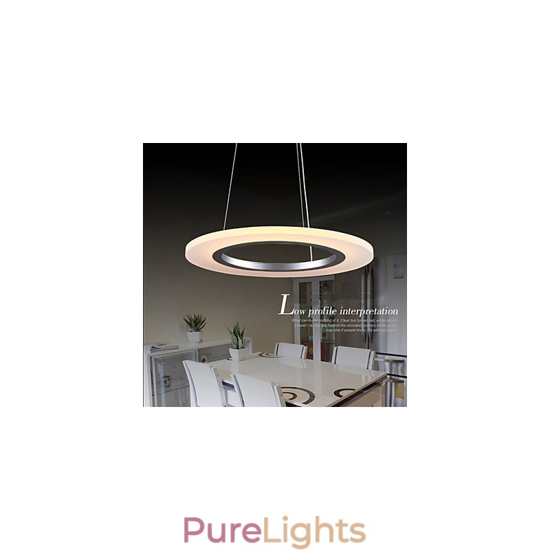 Pendant Light Round Ceiling Chandelier Milky Acrylic Ceiling Lamps with Single Ring