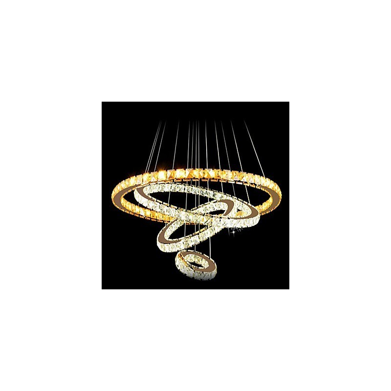 Modern Crystal Pendant Light Ceiling Chandelier Lamp with 4 Rings Large Ring Amber Crystal and Other Clear Crystal