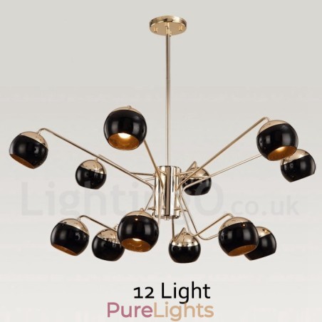 12 Light 2 Tier Modern Contemporary Metal Chandelier Lamp with Glass Shade