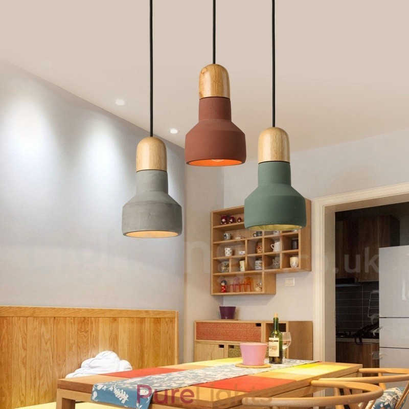 Vintage Wood Concrte Multi Colors Pendant Light for Lamp