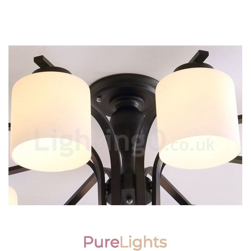 5 Light Country Integrated Metal Chandelier with Glass Shade