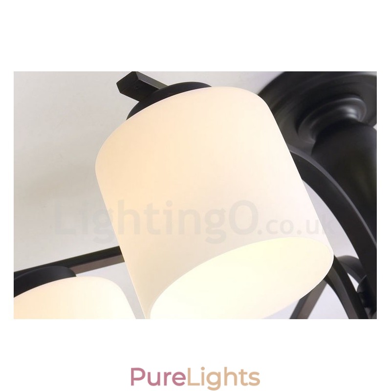 8 Light Country Integrated Metal Chandelier with Glass Shade