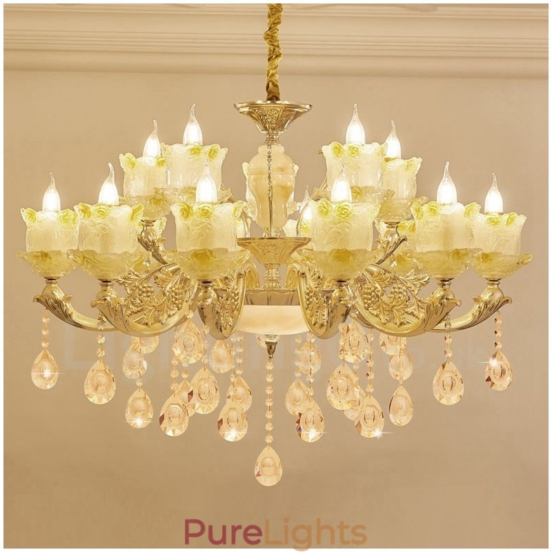 15 Light Traditional Classic Integrated Metal Chandelier