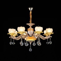Traditional Classic Zinc Alloy Feature for Crystal Mini Style Metal 8 Bulbs Chandelier