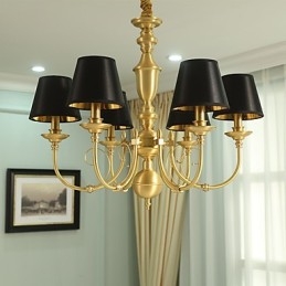 Chandelier Traditional Classic Country Brass Feature for Mini Style Metal 6 Bulbs
