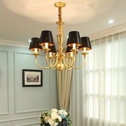 Chandelier Traditional Classic Country Brass Feature for Mini Style Metal 6 Bulbs