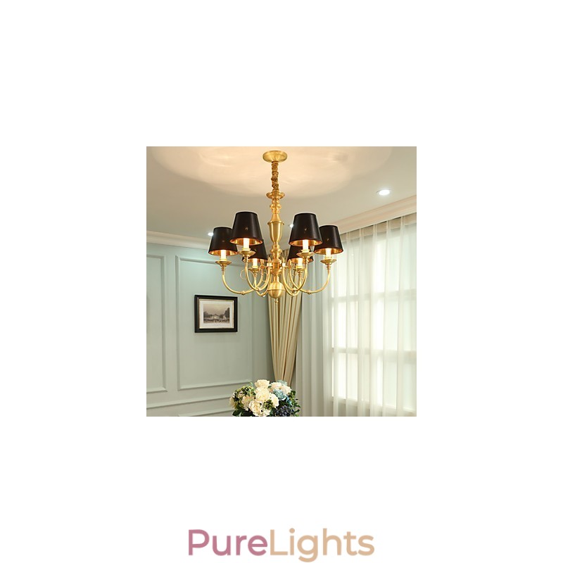 Chandelier Traditional Classic Country Brass Feature for Mini Style Metal 6 Bulbs