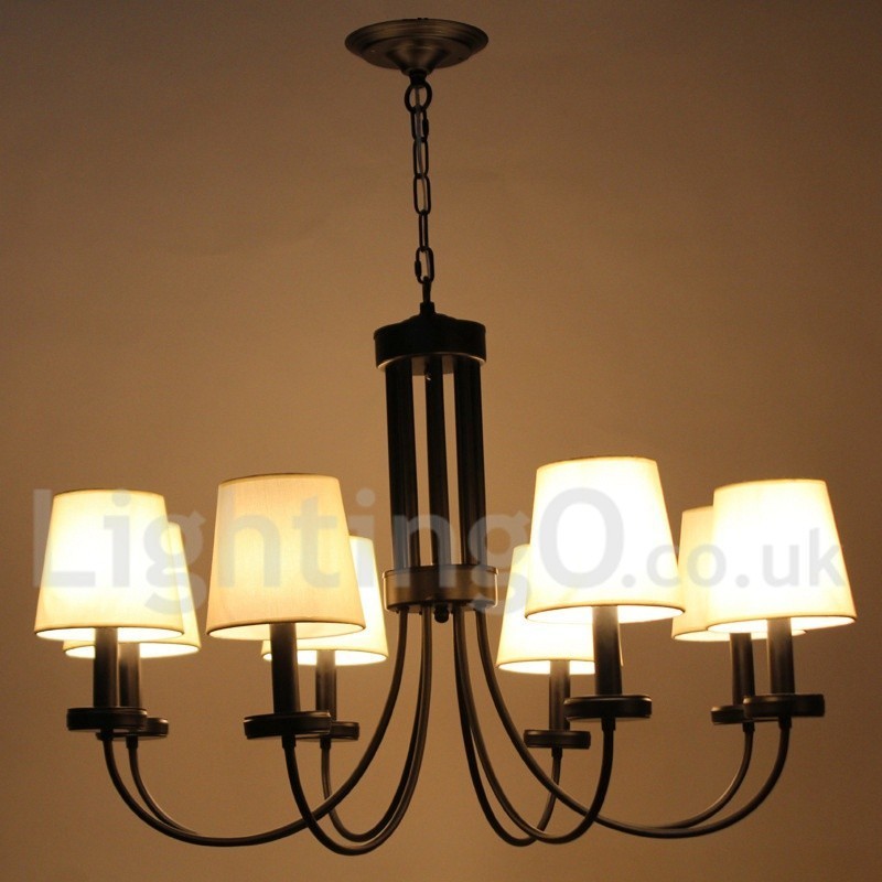 8 Light Retro Contemporary Black Candle Style Chandelier