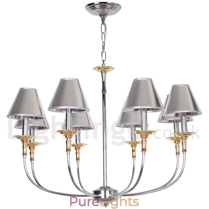 8 Light Modern Contemporary Chrome Candle Style Chandelier