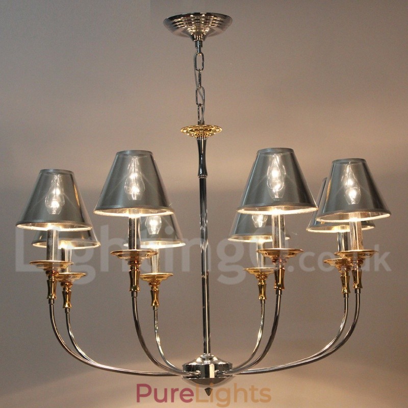 8 Light Modern Contemporary Chrome Candle Style Chandelier