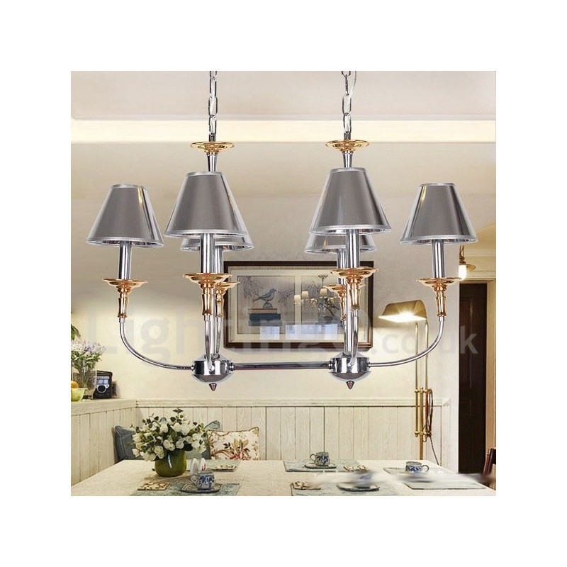 6 Light Modern Contemporary Chrome Candle Style Chandelier