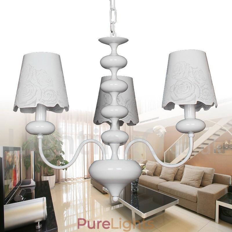 3 Light Modern Contemporary Hollow White Candle Style Chandelier
