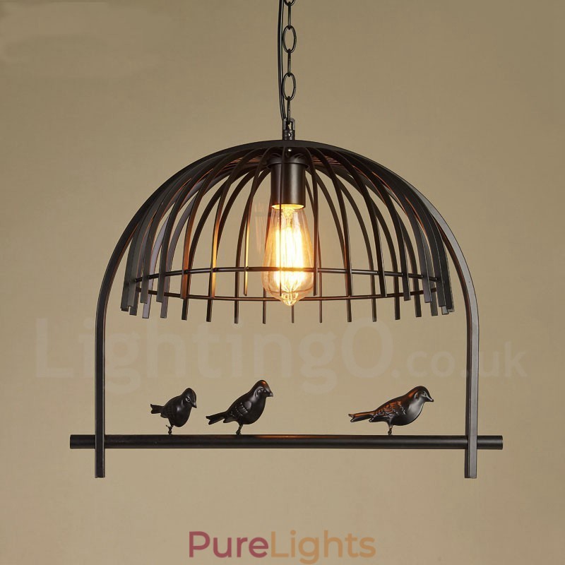 1 Light Rustic Lodge Retro Birdcage Pendant Light with Steel Shade