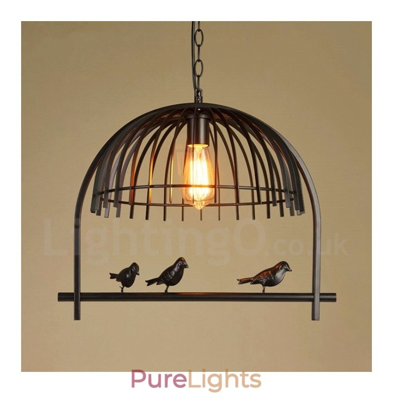 1 Light Rustic Lodge Retro Birdcage Pendant Light with Steel Shade