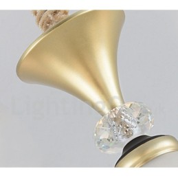 3 Light Retro Rustic Luxury Crystal Pendant Lamp Chandelier with Glass Shade