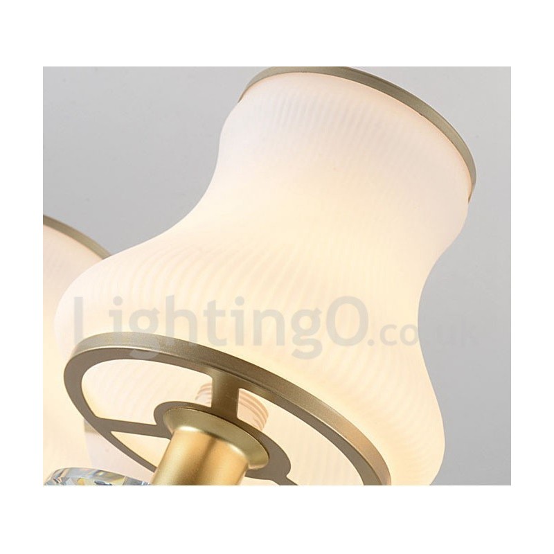 3 Light Retro Rustic Luxury Crystal Pendant Lamp Chandelier with Glass Shade