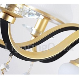 3 Light Retro Rustic Luxury Crystal Pendant Lamp Chandelier with Glass Shade