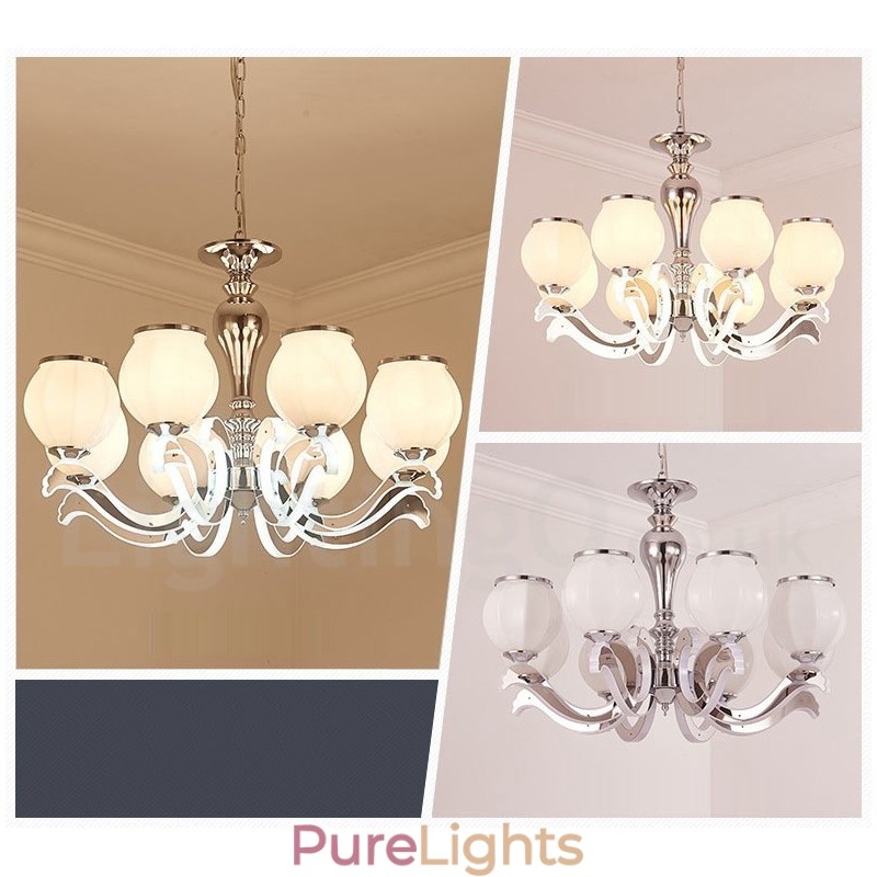 8 Light Modern Contemporary Luxury Pendant Lamp Chandelier with Glass Shade