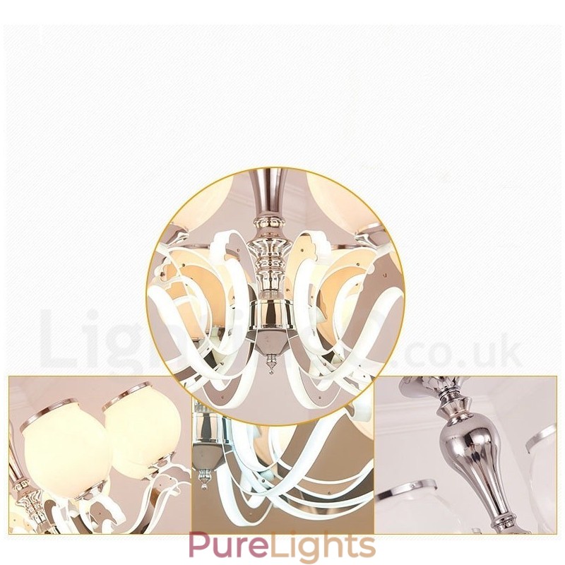 8 Light Modern Contemporary Luxury Pendant Lamp Chandelier with Glass Shade
