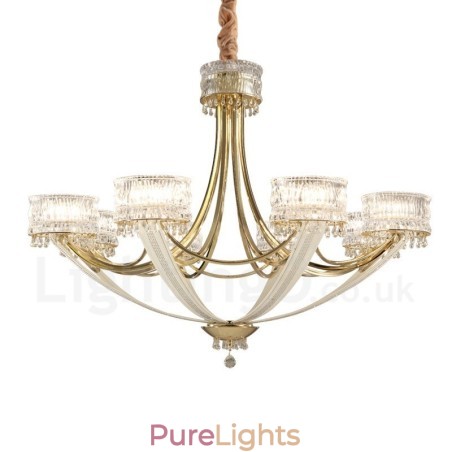 Modern Contemporary 8 Light Steel Chandelier with Crystal Shade Modern Contemporary 8 Light Steel Chandelier with Crystal Shade