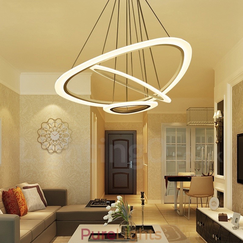 Dimmable With Remote Control Modern Contemporary 3 Light Aluminum Alloy Pendant Light with Acrylic Shade