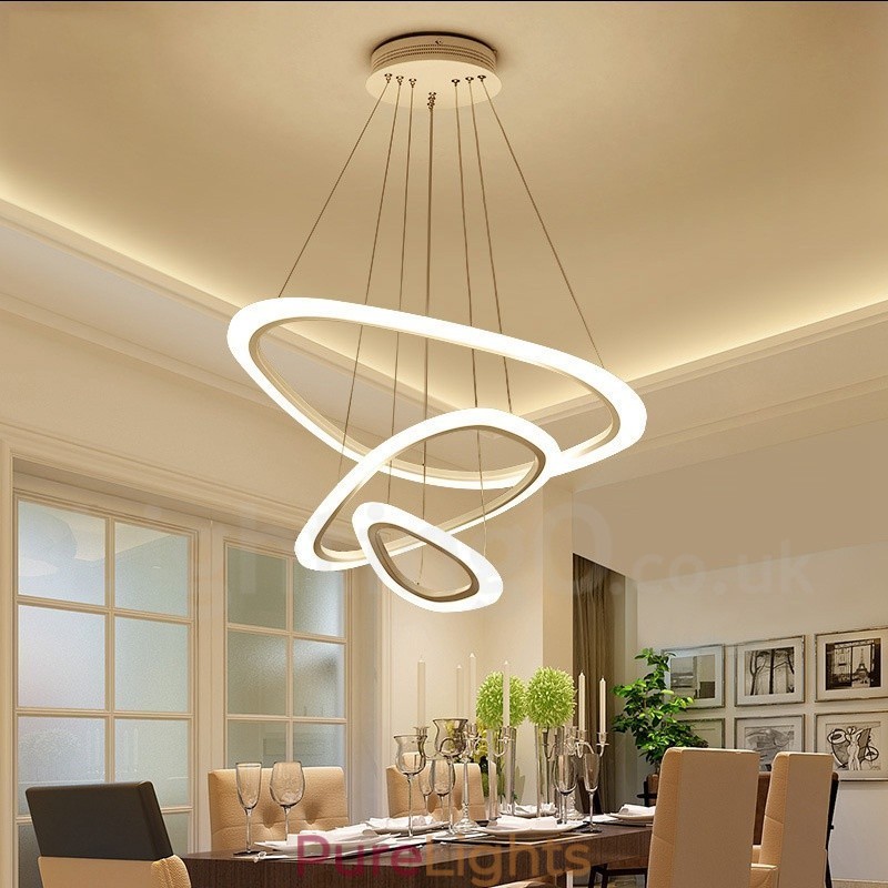 Dimmable With Remote Control Modern Contemporary 3 Light Aluminum Alloy Pendant Light with Acrylic Shade