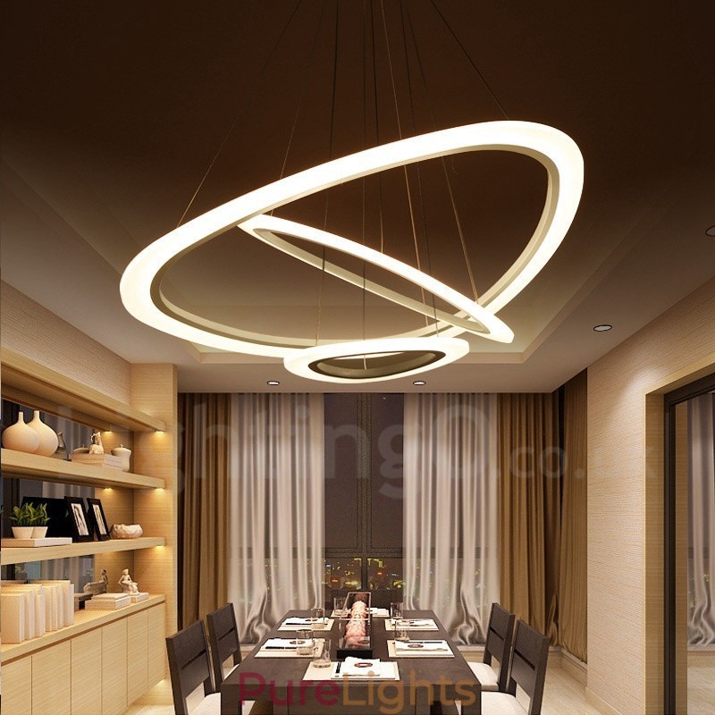 Dimmable With Remote Control Modern Contemporary 3 Light Aluminum Alloy Pendant Light with Acrylic Shade