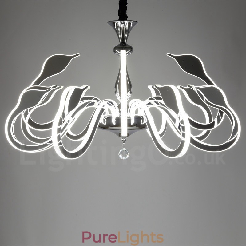 Dimmable Modern Contemporary 12 Light Steel Chandelier with Acrylic Shade