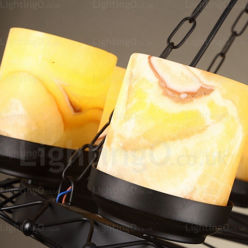 8 Light Country Rustic Vintage Retro Pendant Light with Glass Shade