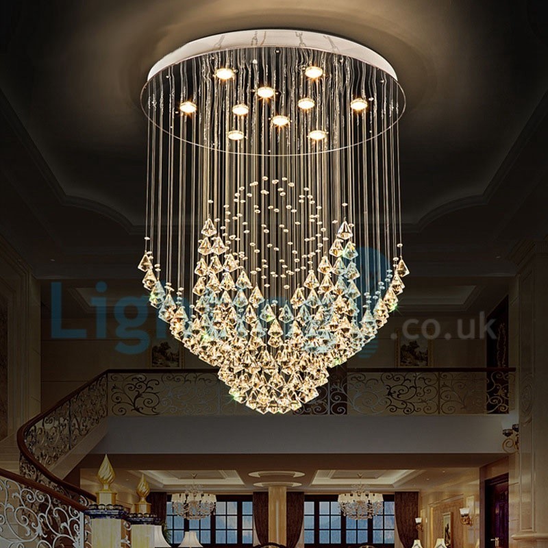 Modern Contemporary Chandelier Flush mount Pendant Fixture Crystal Rain Drop Light
