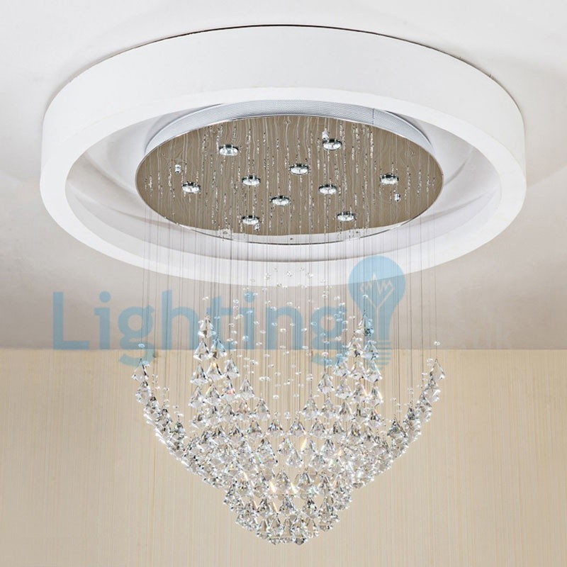 Modern Contemporary Chandelier Flush mount Pendant Fixture Crystal Rain Drop Light