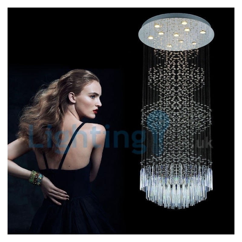 Modern Contemporary Chandelier Flush mount Pendant Fixture Crystal Rain Drop Light
