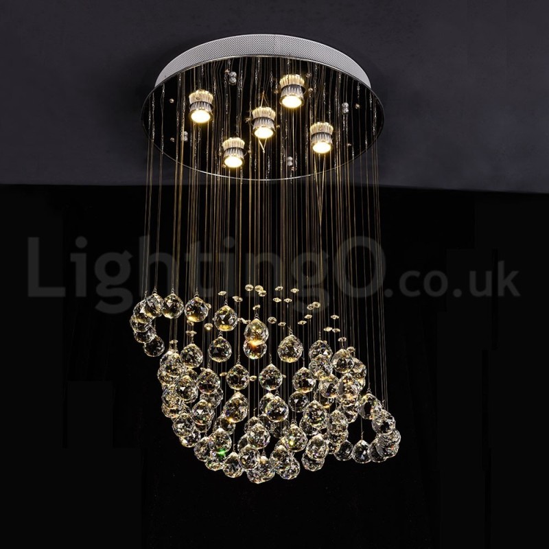 Modern Contemporary Chandelier Flush mount Pendant Fixture Crystal Rain Drop Light