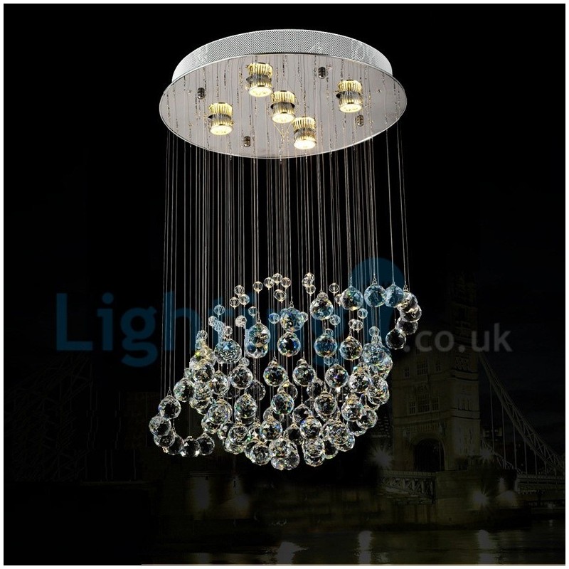 Modern Contemporary Chandelier Flush mount Pendant Fixture Crystal Rain Drop Light
