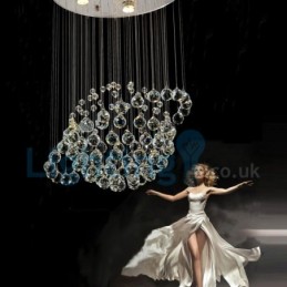Modern Contemporary Chandelier Flush mount Pendant Fixture Crystal Rain Drop Light