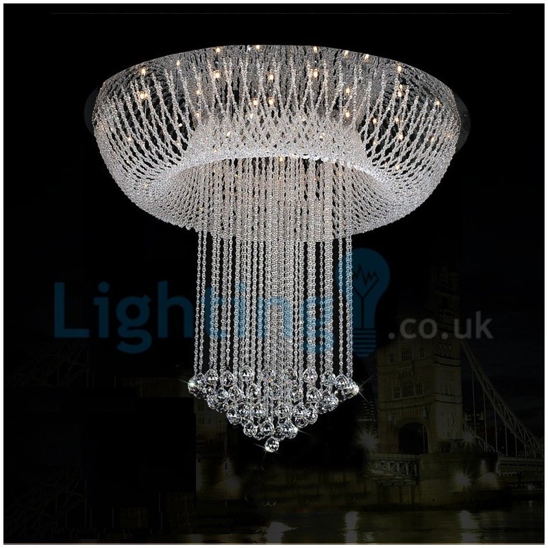 Modern Contemporary Chandelier Flush mount Pendant Fixture Crystal Rain Drop Light