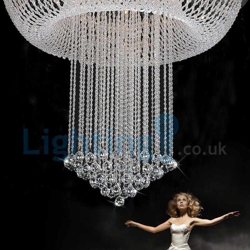Modern Contemporary Chandelier Flush mount Pendant Fixture Crystal Rain Drop Light