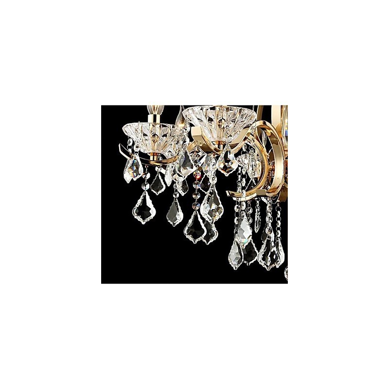 High Grade Gold Wrought Iron Crystal Chandelier 6 Lights