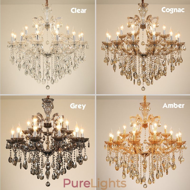8 Light Amber Crystal Candle Chandelier