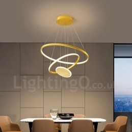 Three Circles Modern Design Three Rings Gold Pendant Light with Remote Control
