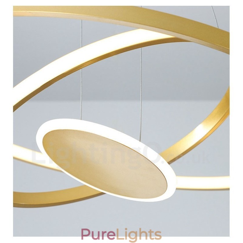 Three Circles Modern Design Three Rings Gold Pendant Light with Remote Control