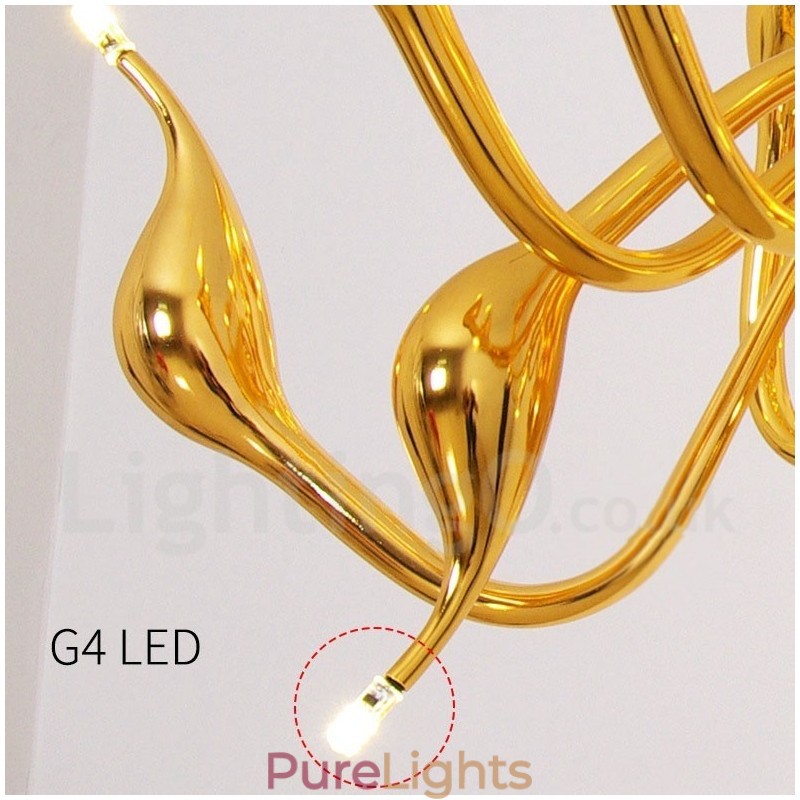 12 Light Modern Swan Gold Metal Chandelier Pendant Light