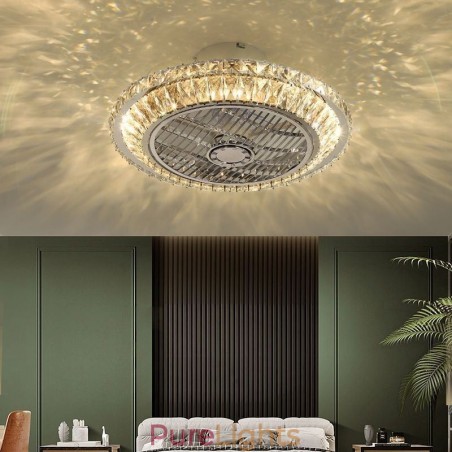 Crystal Ceiling Fan Light Gold Round Ceiling Lamp Crystal Ceiling Fan Light Gold Round Ceiling Lamp