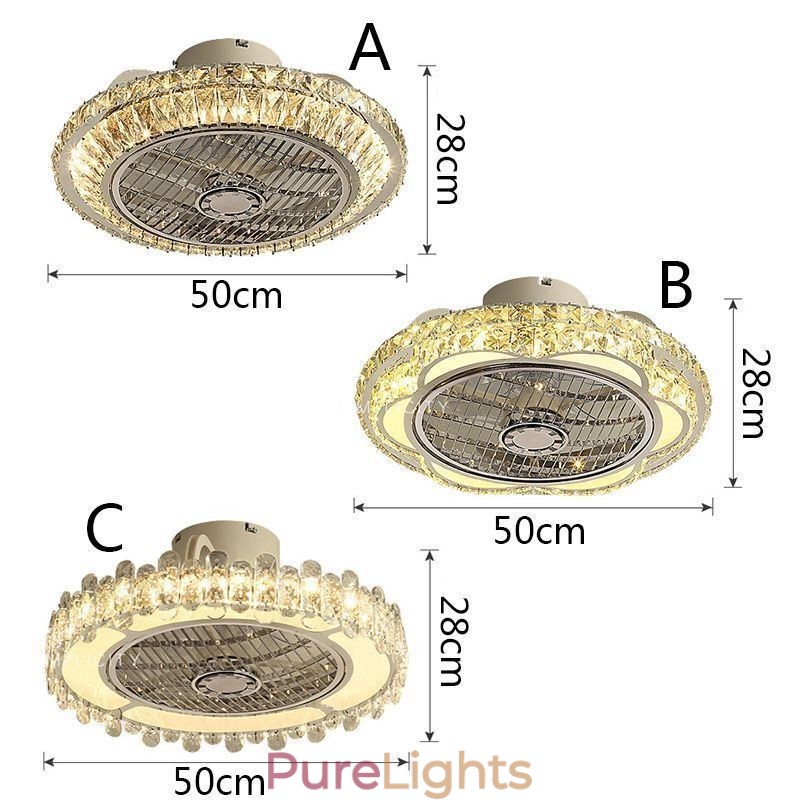 Crystal Ceiling Fan Light Gold Round Ceiling Lamp