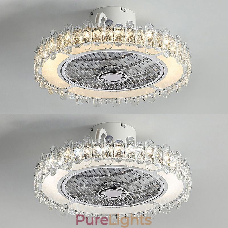 Crystal Ceiling Fan Light Gold Round Ceiling Lamp
