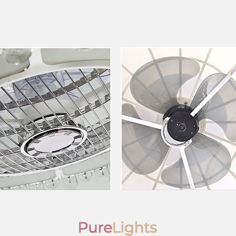 Crystal Ceiling Fan Light Gold Round Ceiling Lamp